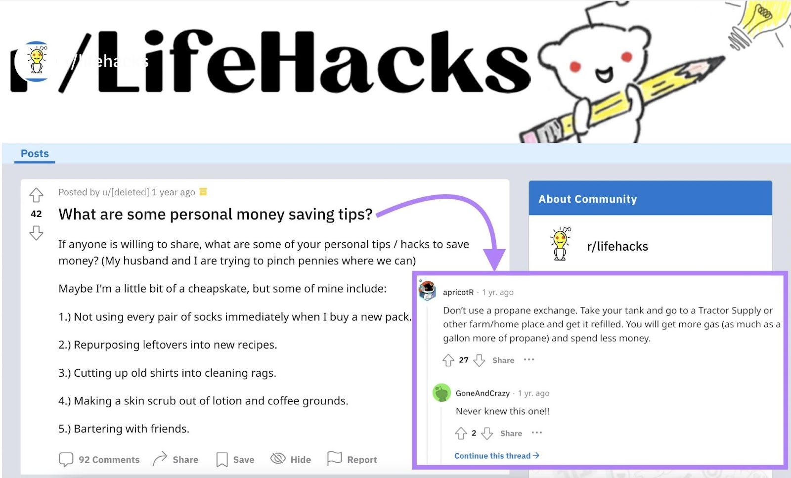 سوال در مورد نکات صرفه جویی در پول شخصی در انجمن LifeHacks 