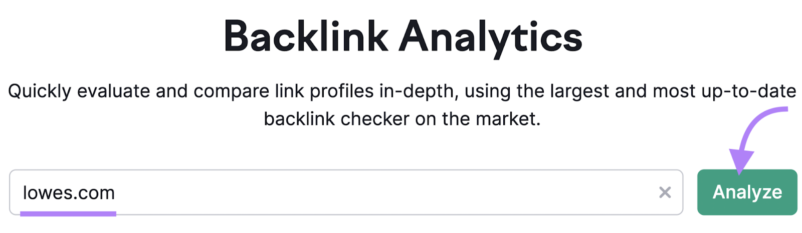 lowes.com را در ابزار Backlink Analytics جستجو کنید